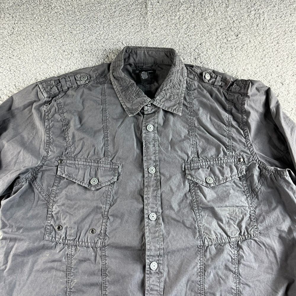 NEW INC International Concepts Shirt Mens 2XL XXL Gray Button Up Pearl Snap